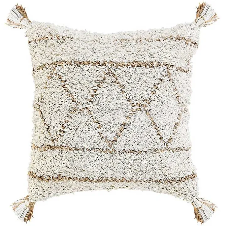 White Textured Diamond Throw Pillow