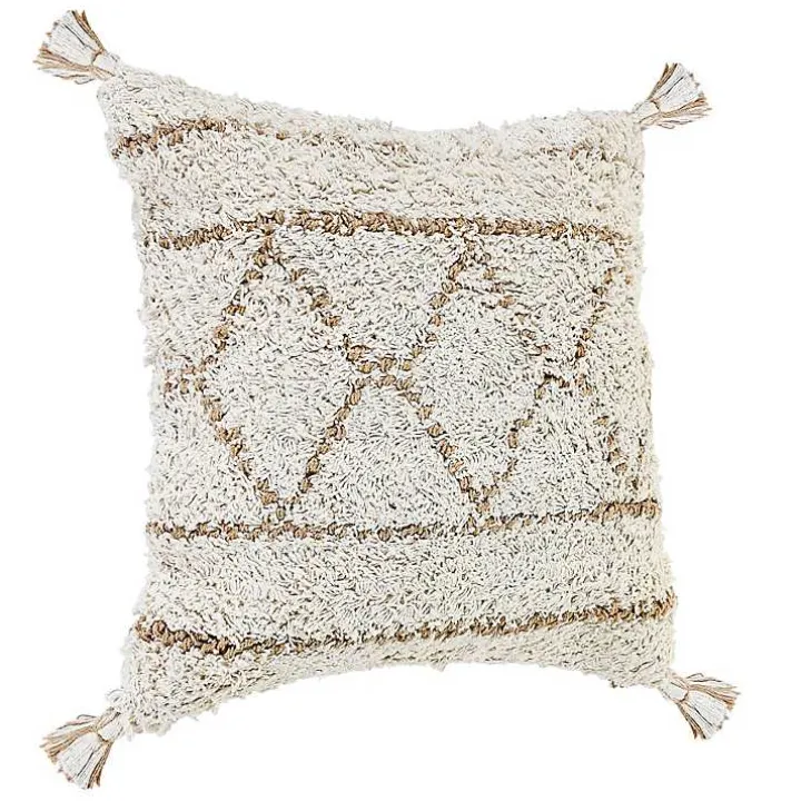 White Textured Diamond Throw Pillow