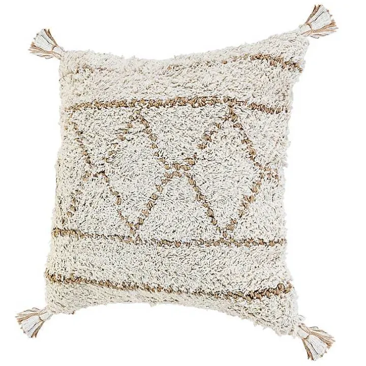 White Textured Diamond Throw Pillow