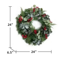 White Tip Pinecone and Eucalyptus Wreath