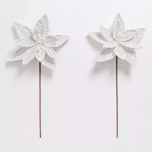 White Tweed Magnolia Picks, Set of 2