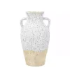 White Two-Tone Ceramic Jug Vase with Handles