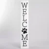 White Welcome Paw Print Porch Board