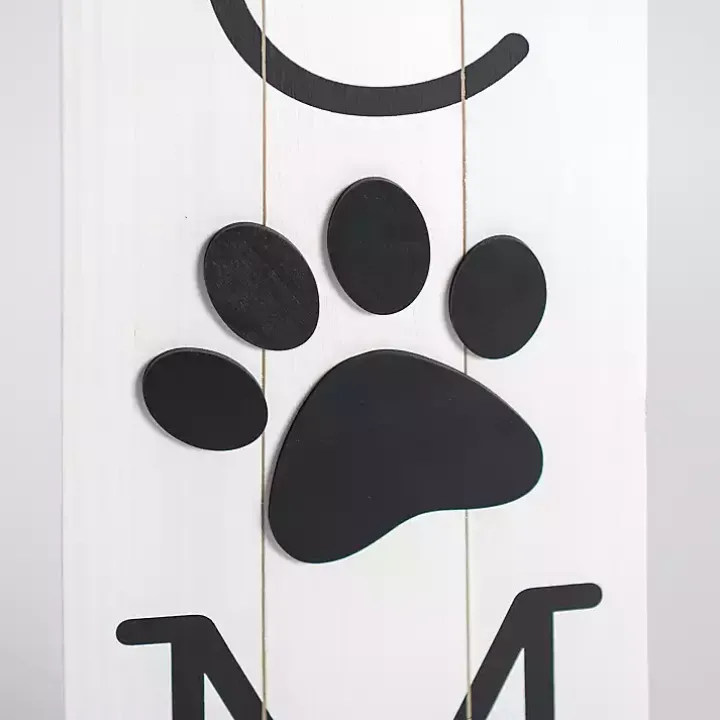 White Welcome Paw Print Porch Board