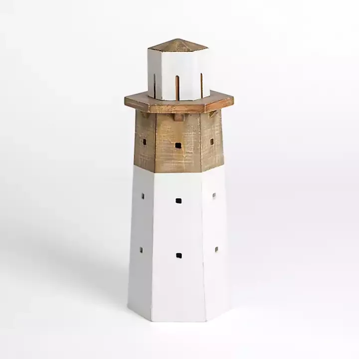 White Wood Lighthouse Statue, 18 in.