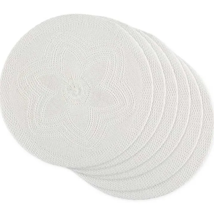 White Woven Round Placemats, Set of 6