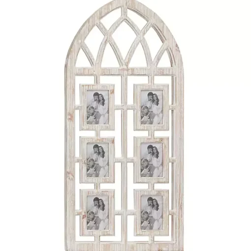 Whitewash Window Arch 6-Opening Collage Frame