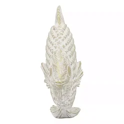 Whitewashed Ceramic Woven Fish Statue