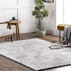 Whitlow Silver Shag Washable Area Rug, 6x9