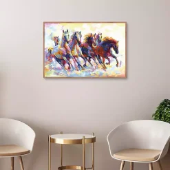 Wild Horses Running Framed Canvas Art Print