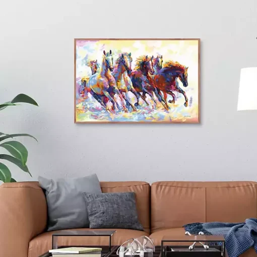 Wild Horses Running Framed Canvas Art Print