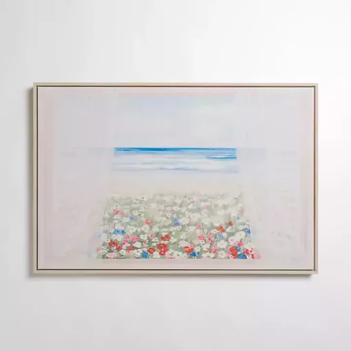 Window with a Beach View Framed Canvas Art Print