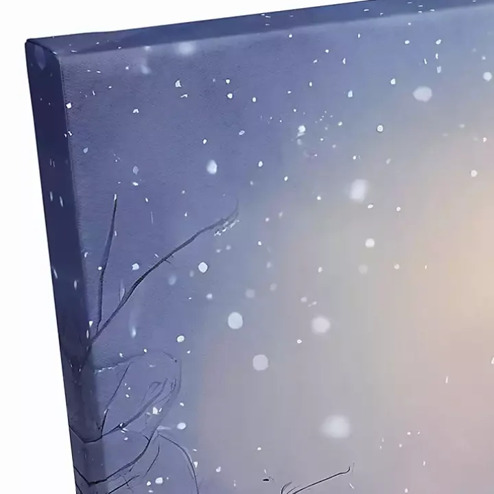 Winter Village at Night Canvas Art Print