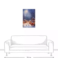 Winter Village at Night Canvas Art Print