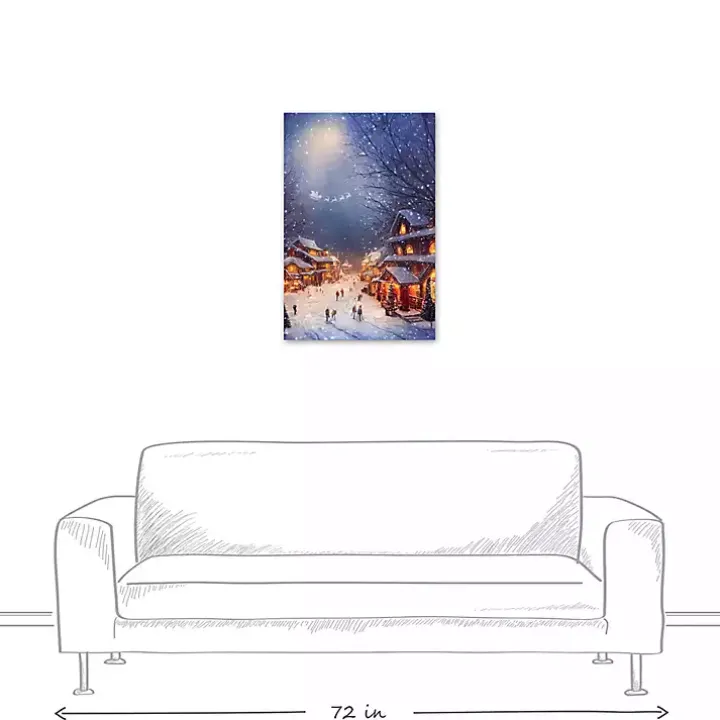 Winter Village at Night Canvas Art Print
