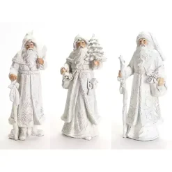 Winter White Resin Santa Figurines, Set of 3
