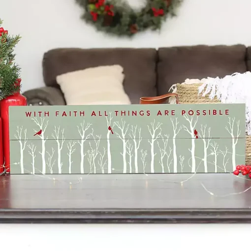 With Faith Cardinals Wall Plaque