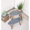 Wooden Fish Stool Plant Stands, Set of 2