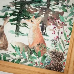 Woodland Deer Holiday Scene Framed Art Print