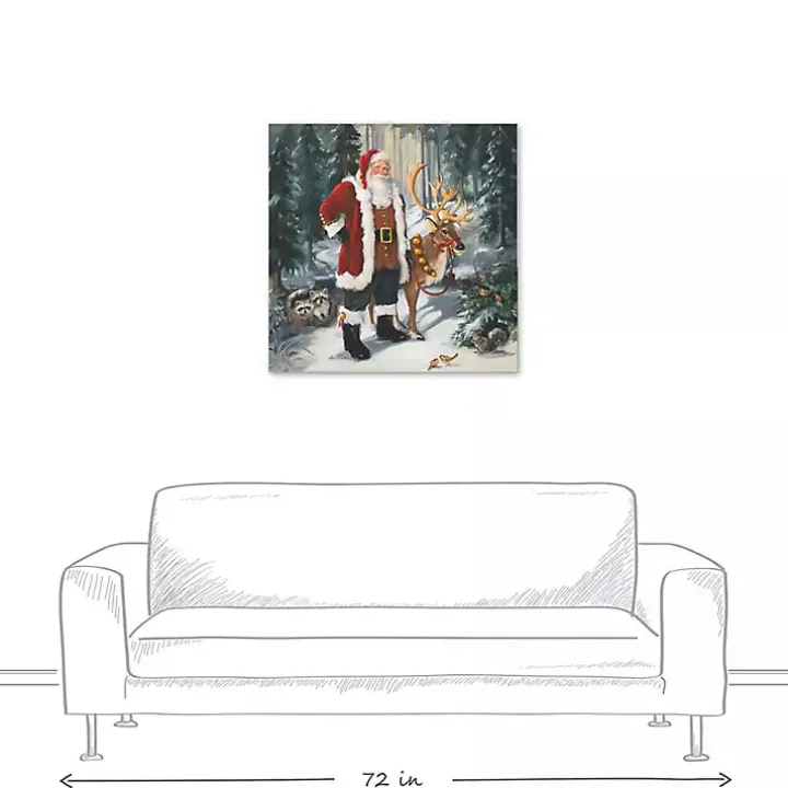 Woodland Santa Canvas Art Print