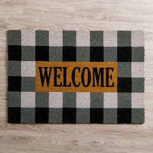 XL Black and White Buffalo Check Welcome Doormat