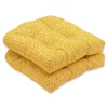 Yellow Herringbone Outdoor Seat Cushions, Set of 2