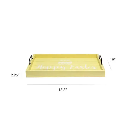 Yellow Hoppy Easter Wood Tray