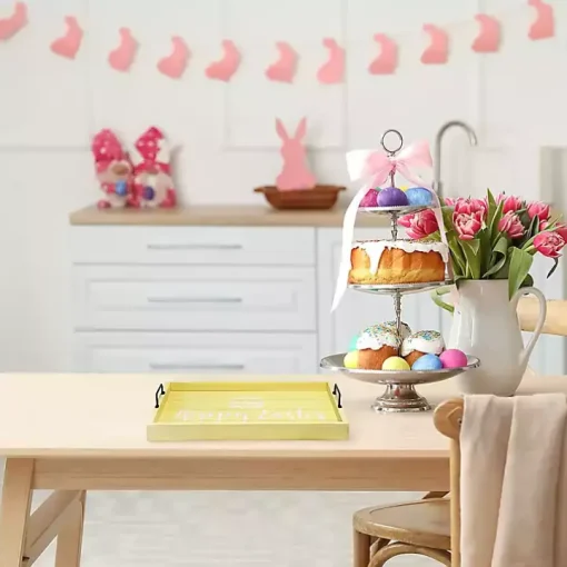 Yellow Hoppy Easter Wood Tray