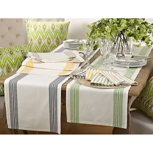 Yellow Striped Border Table Runner