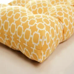 Yellow Tufted Outdoor Seat Cushions, Set of 2