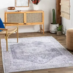 Amelie Navy Blue Classic Washable Area Rug, 7x10