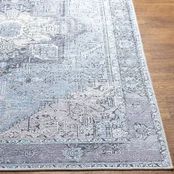 Amelie Silver Blue Classic Washable Area Rug, 5x7