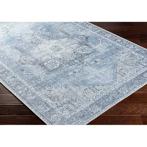 Amelie Silver Blue Classic Washable Area Rug, 5x7
