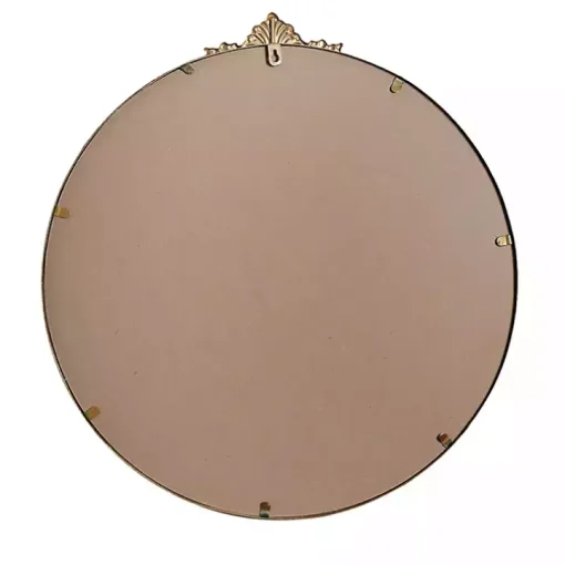 Antique Brass Metal Ornate Round Mirror