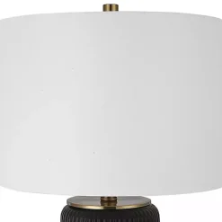 Black Ceramic Ribbed Table Lamp