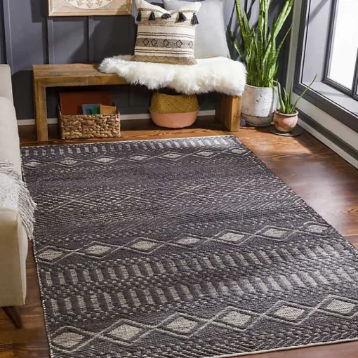 Black Diamond Jute Area Rug, 8x10