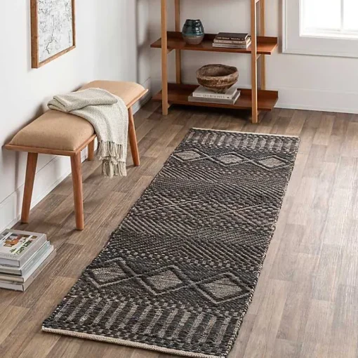 Black Diamond Jute Runner, 2x8