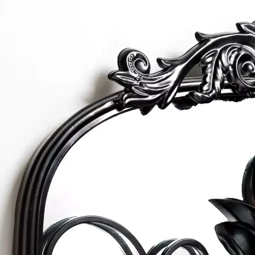 Black Scrolled Metal Overlay Wall Mirror