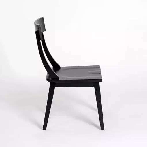 Black Wood T-Back Dining Chairs, Set of 2