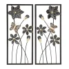 Blue Floral and Butterfly Wall Plaques, Set of 2