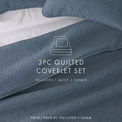 Blue Floral Stitch 2-pc. Twin Quilt Set