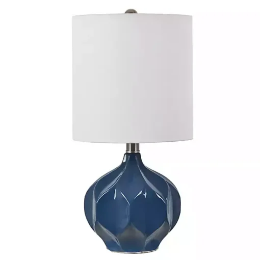 Blue Glazed Geometric Table Lamp