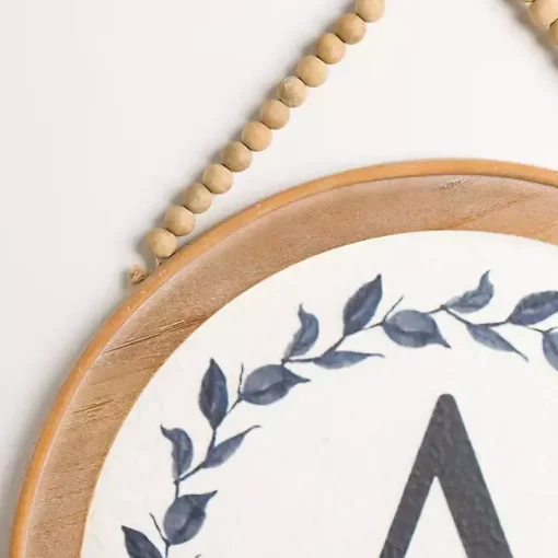 Blue Leaf Wreath Monogram A Wood Wall Plaque