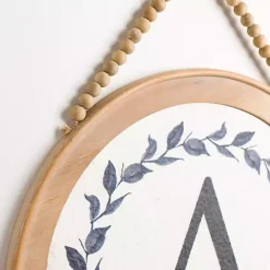 Blue Leaf Wreath Monogram A Wood Wall Plaque