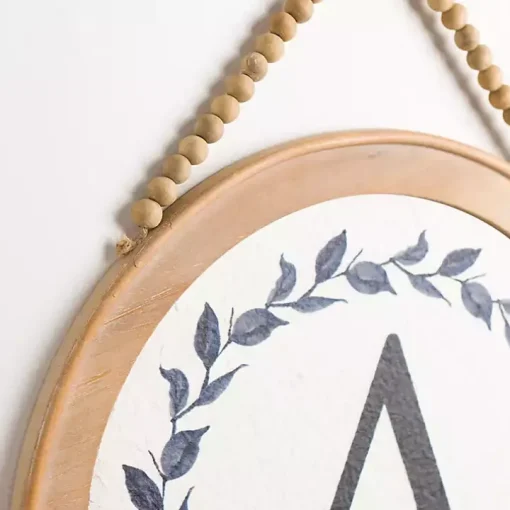Blue Leaf Wreath Monogram A Wood Wall Plaque
