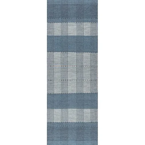 Blue Plaid Emily Henderson x RugsUSA Runner, 2x8