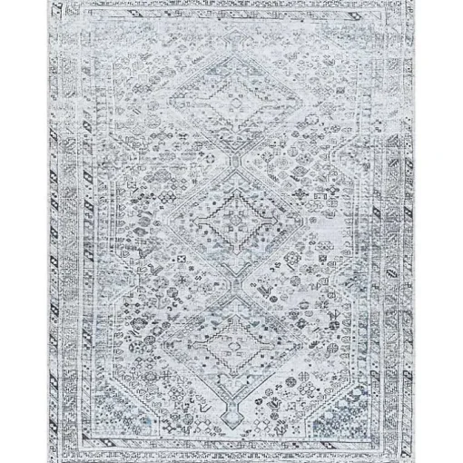 Blue Traditional Washable Area Rug, 5x7
