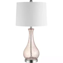 Blush Crackle Glass Teardrop Table Lamp