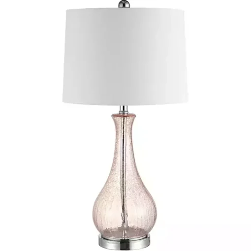 Blush Crackle Glass Teardrop Table Lamp