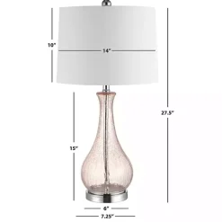 Blush Crackle Glass Teardrop Table Lamp